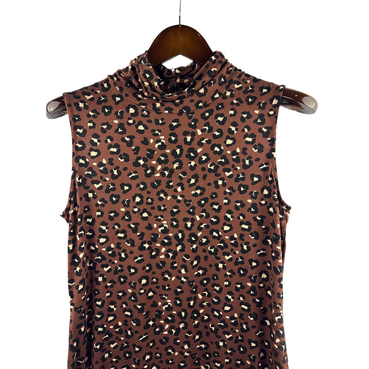 Women’s Tommy Hilfiger Medium Dark Brown Leopard Print Sleeveless Mockturtleneck