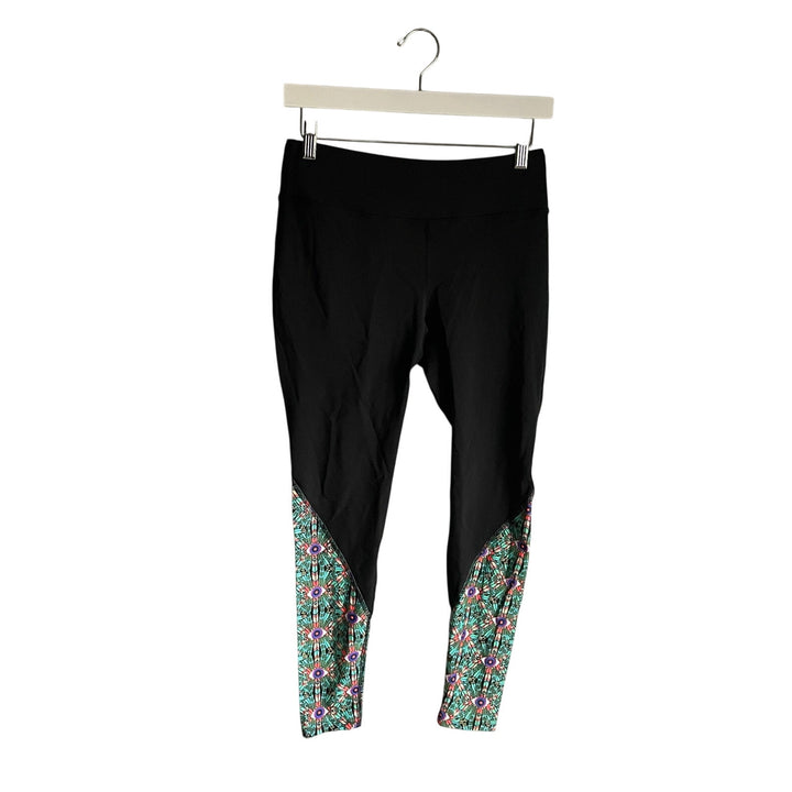 Mara Hoffman Black Boho eye Print Workout Leggings 7/8" Medium Barre Pilates