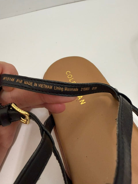 Cole Haan Flora Thong Sandals Black Leather Sz9.5