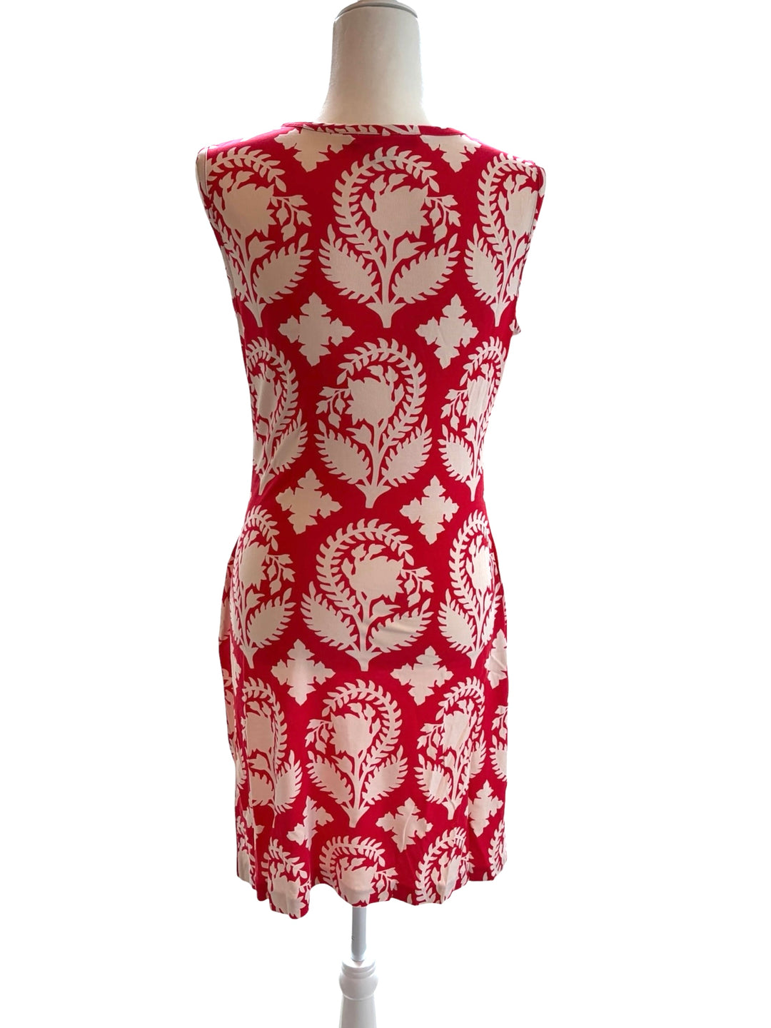 Diane Von Furstenberg Selene 100% Silk Floral Red-Cream Printed Dress Size 10