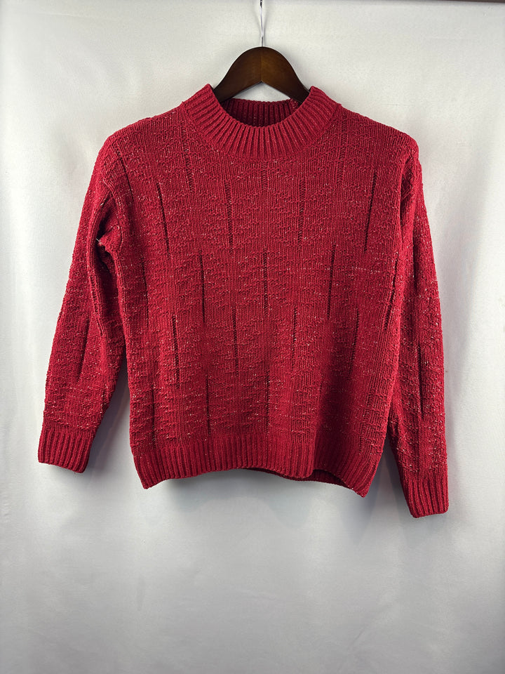 Women’s Weatherproof Small Bright Red Knit Sparkly Sweater
