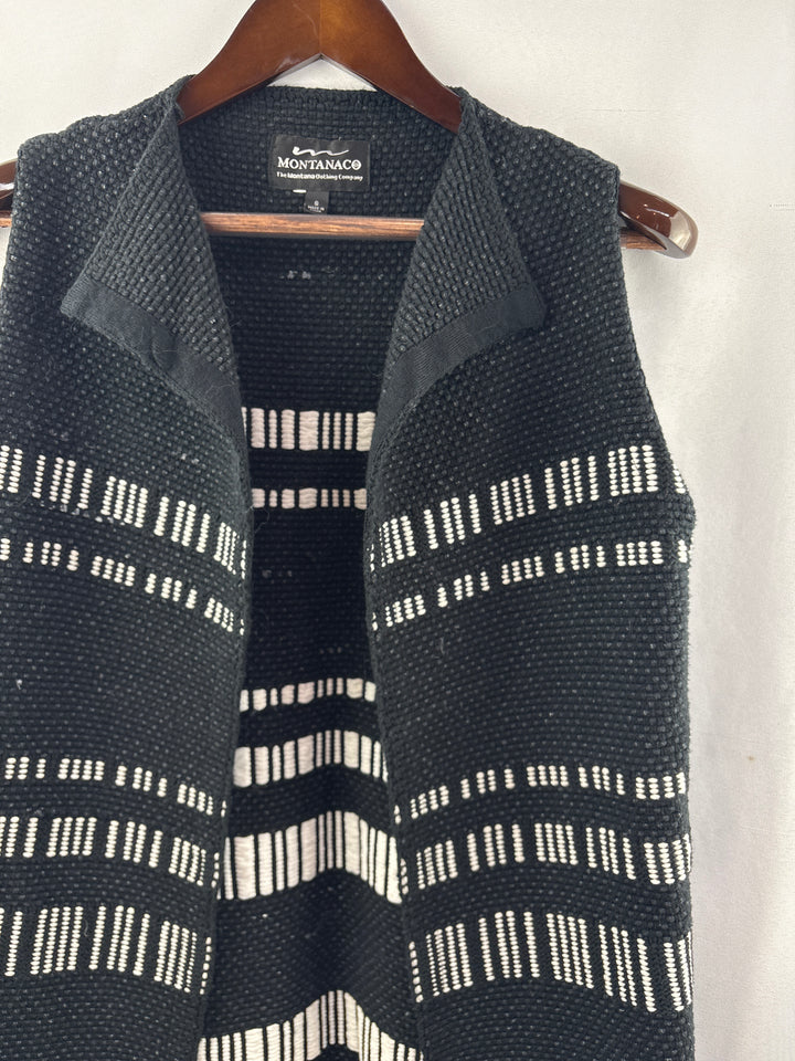 Women’s MontananCo Small Black &amp; White Patterned Knit Vest