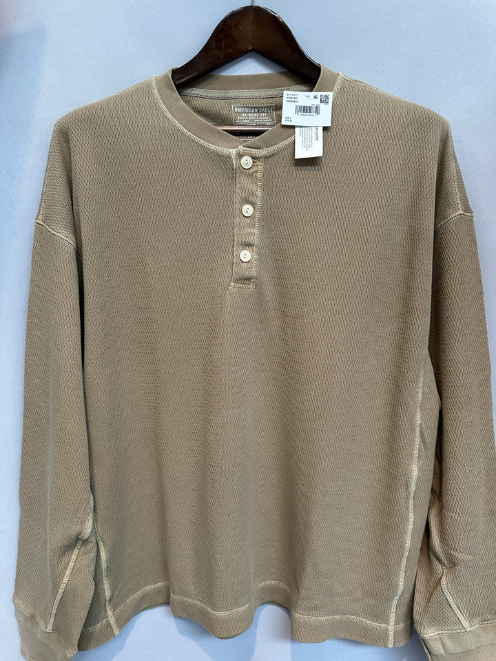 Men’s American Eagle Tan Boxy Fit Waffle Jersey Size L