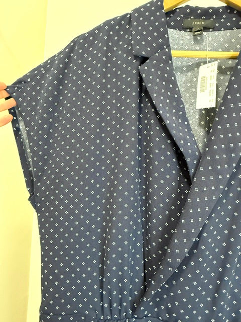 J.Crew Navy Blue Pindot Jumpsuit Sz14 NWT