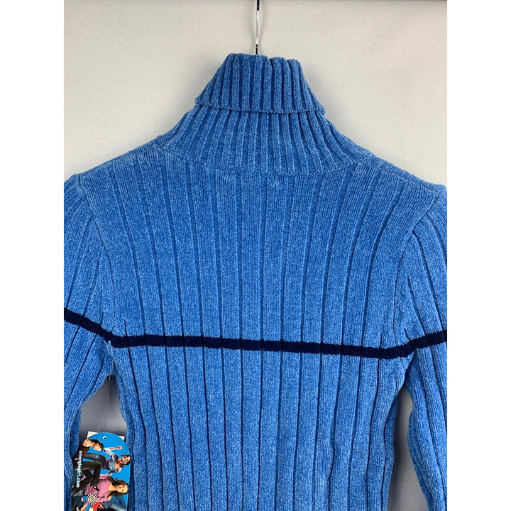 Energie Womens Ribbed Turtleneck Sweater Medium Acrylic Rayon Spandex Moonltblue
