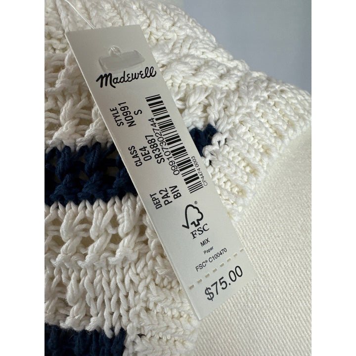 Madewell 100% Cotton Blue/Cream Striped Knit Tank Sweater Size S