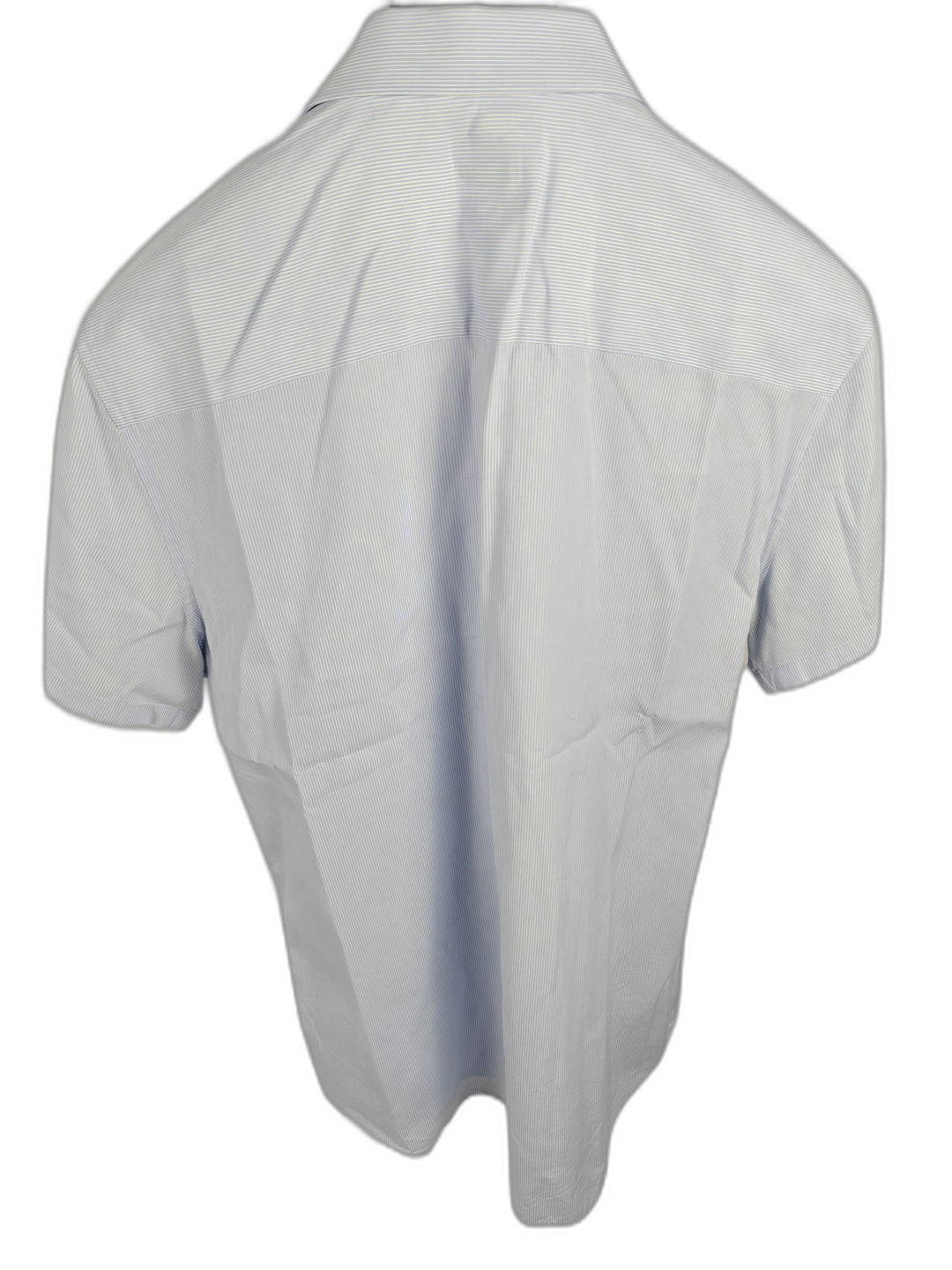 Men’s H&amp;M Short Sleeve Dress Shirt Blue Stripe XL 17 1/4