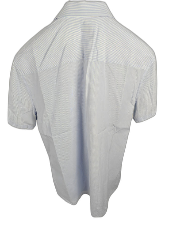 Men’s H&amp;M Short Sleeve Dress Shirt Blue Stripe XL 17 1/4