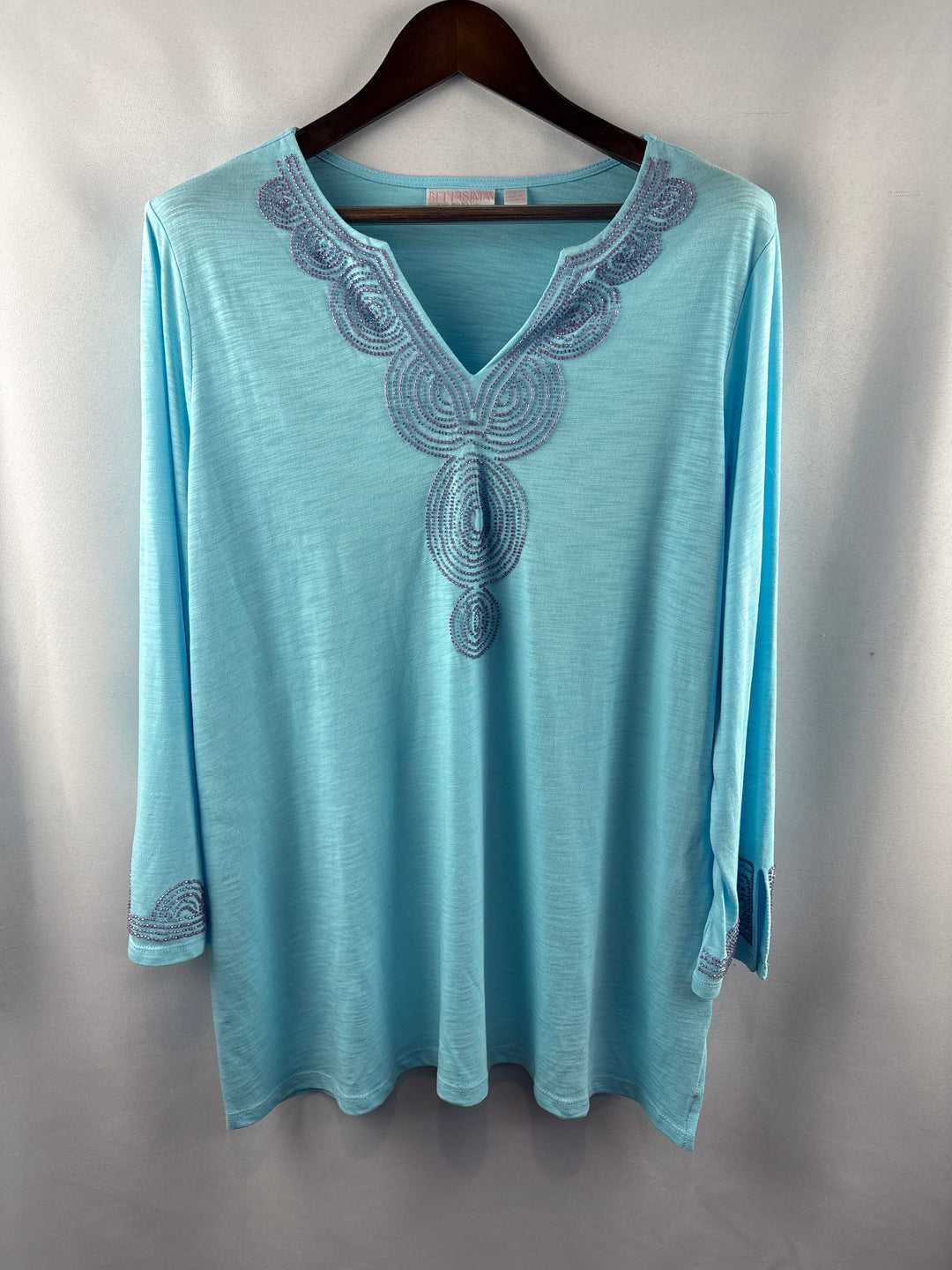 Women’s Bellisima Kim Gravel Large Aqua Beaded Blouse