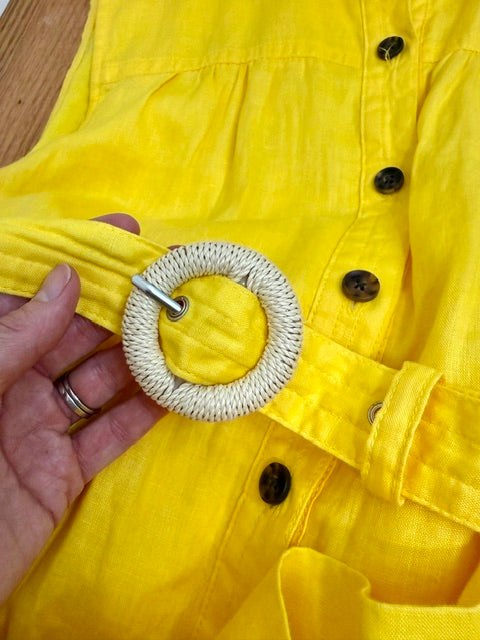 Banana Republic Sunflower Yellow Linen Shirt Dress SzXL NWOT