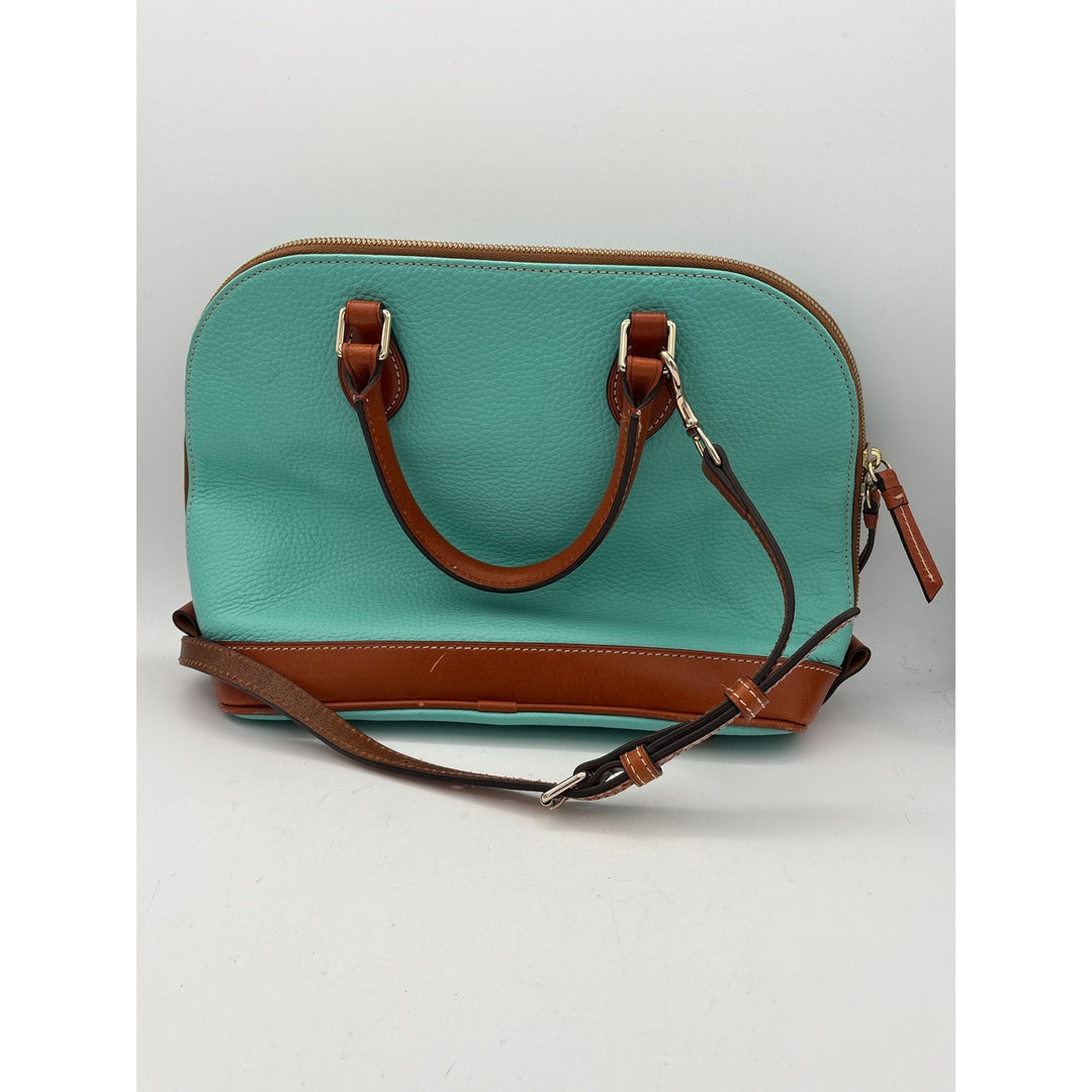 Women’s Dooney & Bourke tiffany Blue Leather Handbag w/ Brown Straps