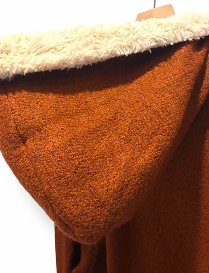 Zara Knit Hooded Cardigan Sz S Brown Sherpa Lapel Boho Hippie Sweater Jacket