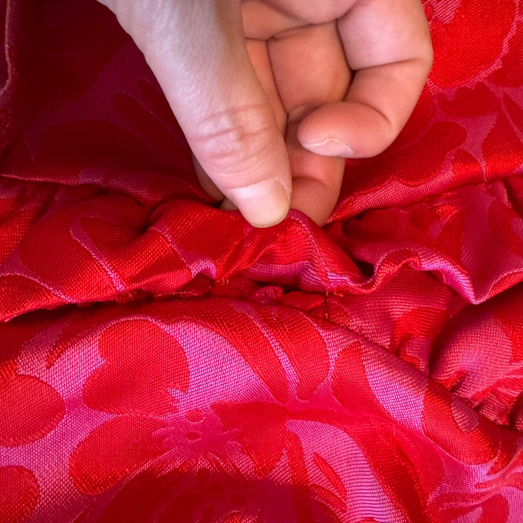 Eliza J Pink & Red Brocade Ruffled Sheath Dress w/ Belt, Party Dress, Size 12