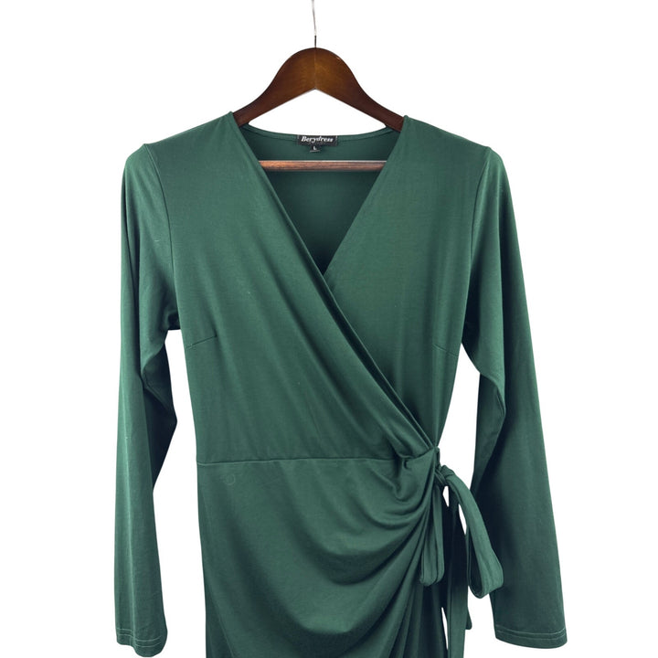 Women’s Berydress Large Emerald Green Wrap Style Midi Dress