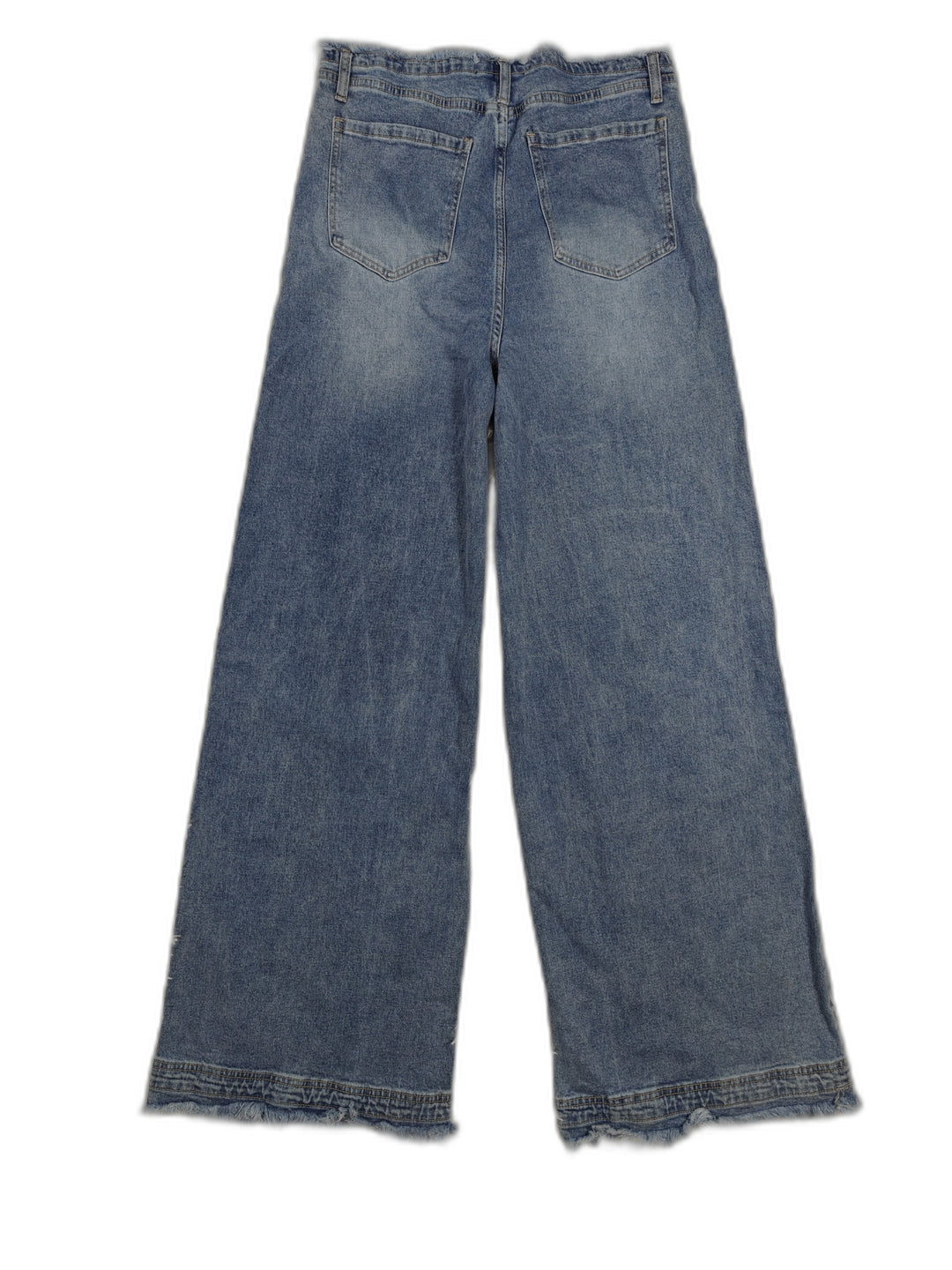 Akira Womens High Rise Wide Leg Jeans Blue Frayed Hem