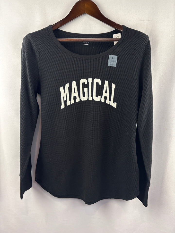 Women’s Old Navy Large Black Thermal Long Sleeve Graphic Shirt