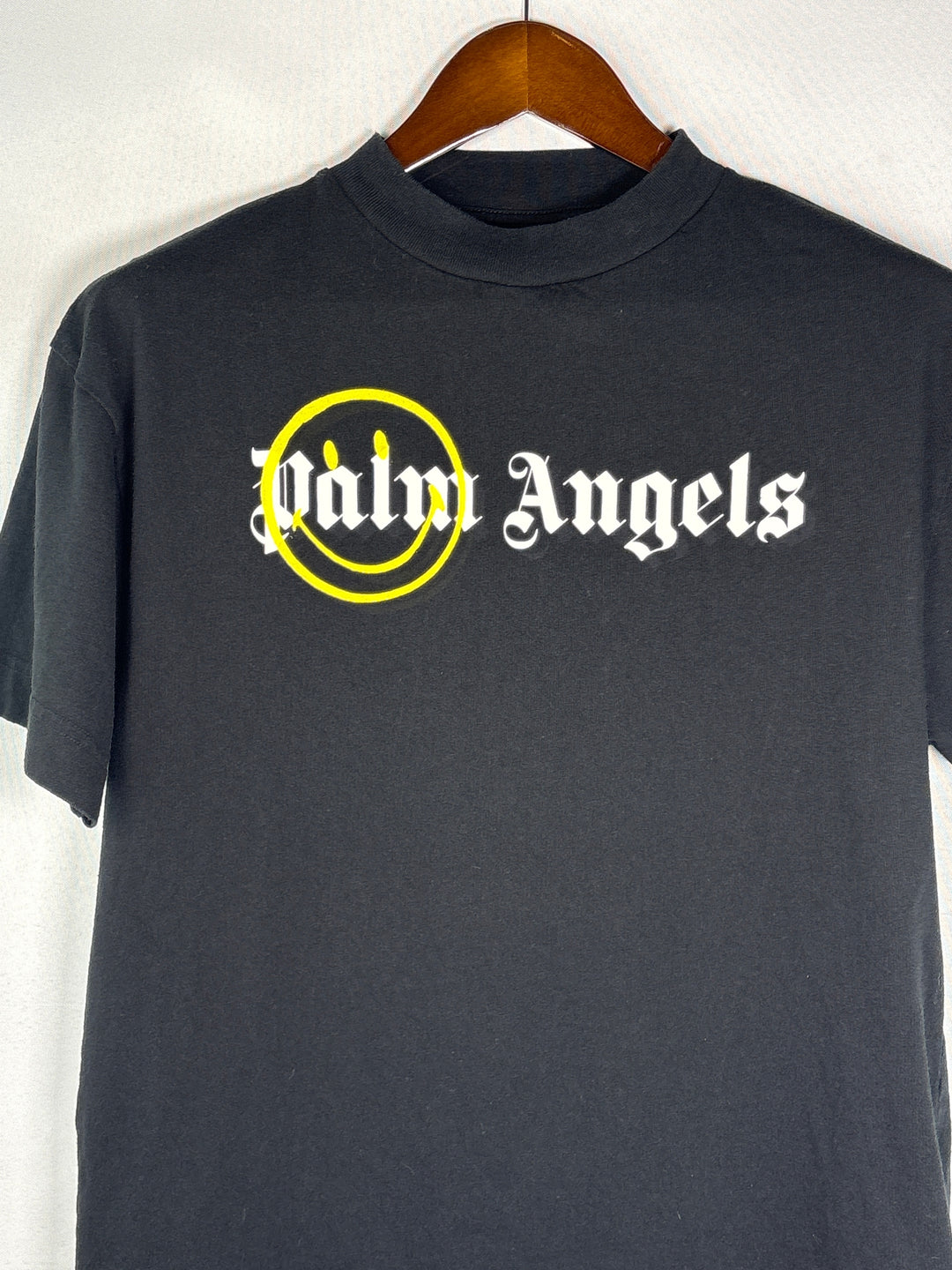 Mens Palm Angels Black Smiley Graphic Cotton T Shirt Size XS