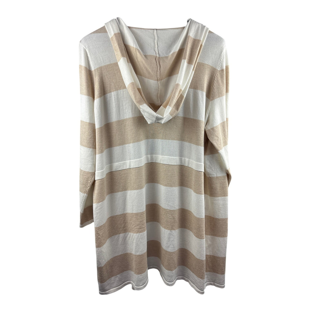 Women’s Devotion by Cyrus Size 1X Cream & Tan Striped Hooded Sweater