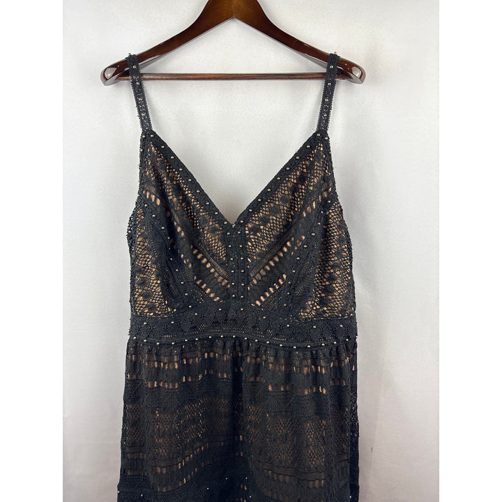 Women’s City Chic XXL Black Lace Sleeveless Maxi Dress w/ Gold Hardware