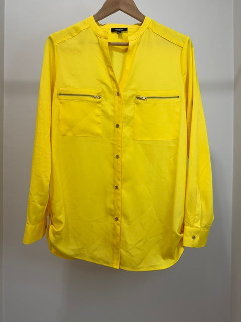 Premise Studio Utility Blouse Vibrant Yellow Roll Tab SzM