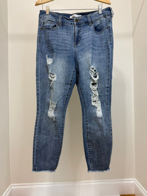 Celebrity Pink Mid Rise Ankle Skinny Jeans Distressed Sz14 / 34