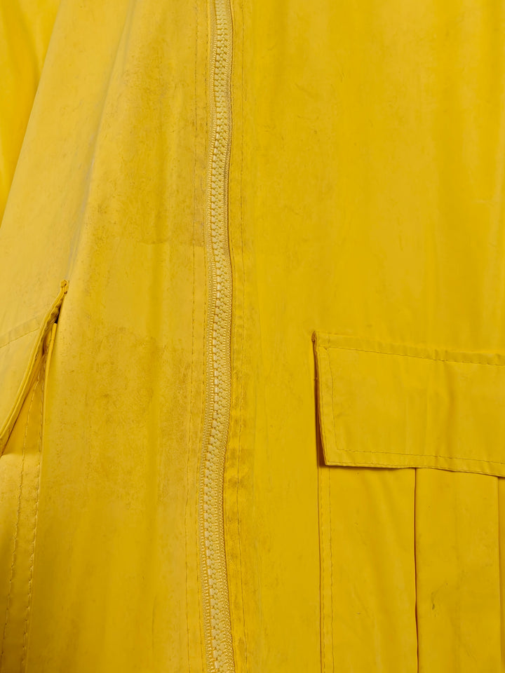 Misty Harbor Mens Yellow Hooded Rain Jacket Waterproof Plaid Lining XL