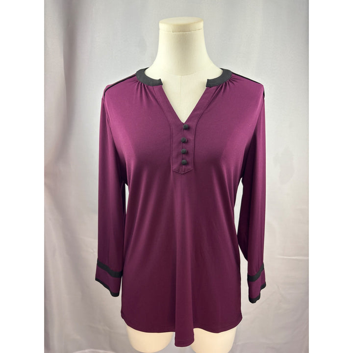 Karl Lagerfeld Paris Womens Plum Long Sleeve Tunic Top S