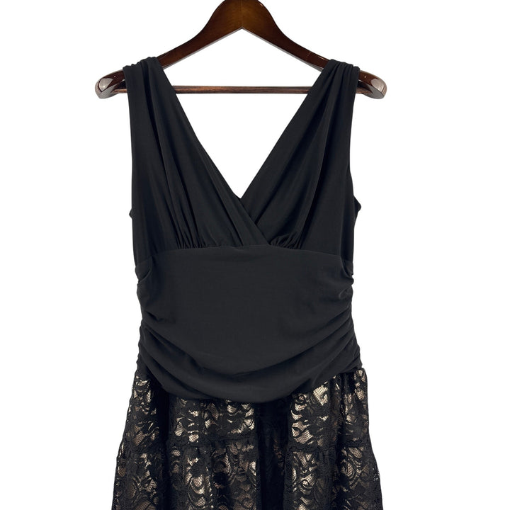 Women’s S.L.Fashions Size 16 Black Dress w/ Gold Underskirt