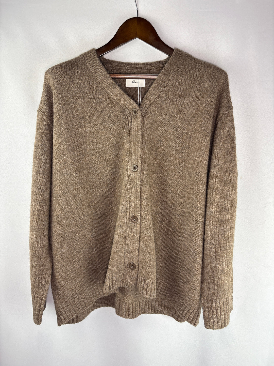 Womens Moia Brown Alpaca Wool Blend V Neck One Size Cardigan