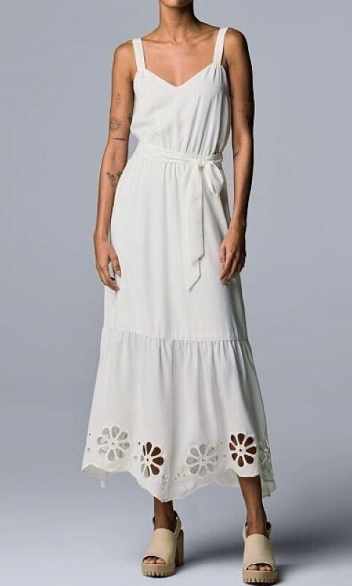 Simply Vera Vera Wang Embroidered Hem Maxi Dress White SzXL