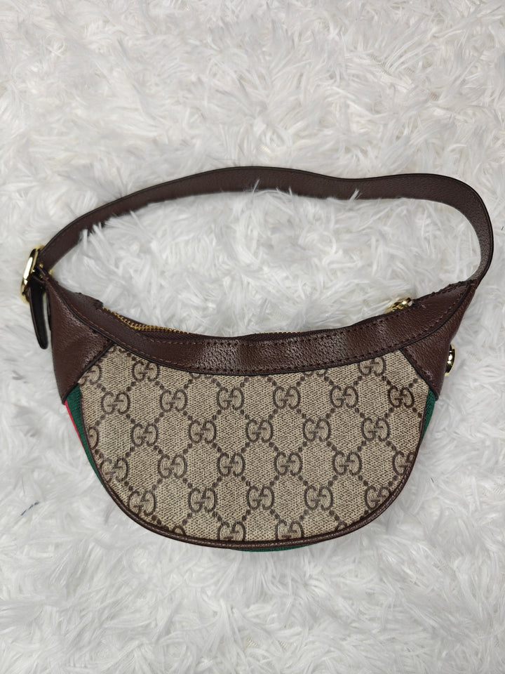 Women Gucci Style Half Moon Hobo Bag Brown Beige Green Red