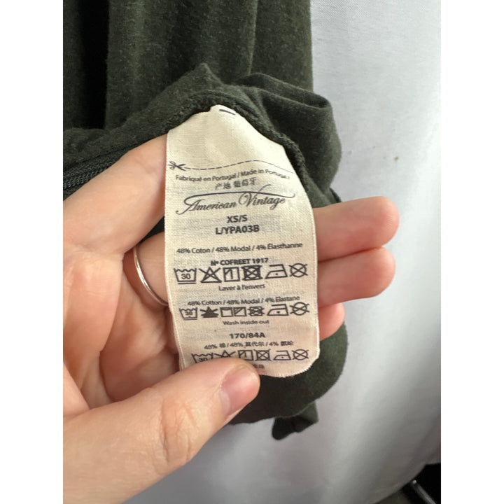 Women’s American Vintage XS/S Vintage Olive Green Zip-Up Hoodie