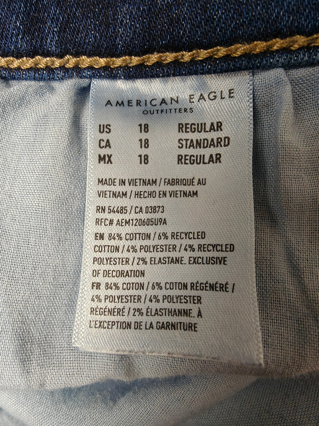 Womens American Eagle Skinny Jeans Dark Blue Size 18 Regular