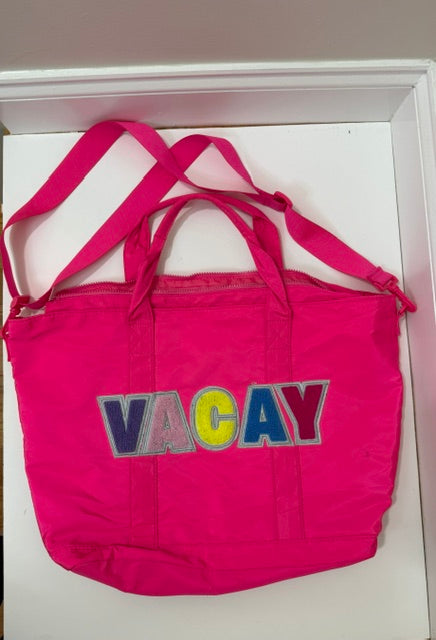Vacation Beach Tote Bag Bundle VACAY Hello Sunshine Set of 2