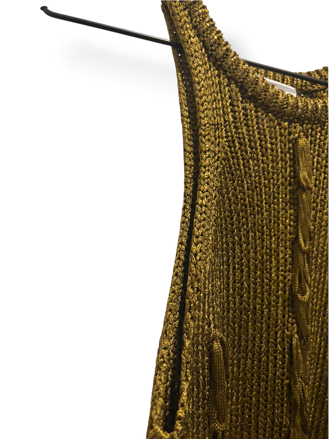 H&amp;M Edition Olive Green Metallic Chunky Knit Loop Tank Top Size Medium NWT