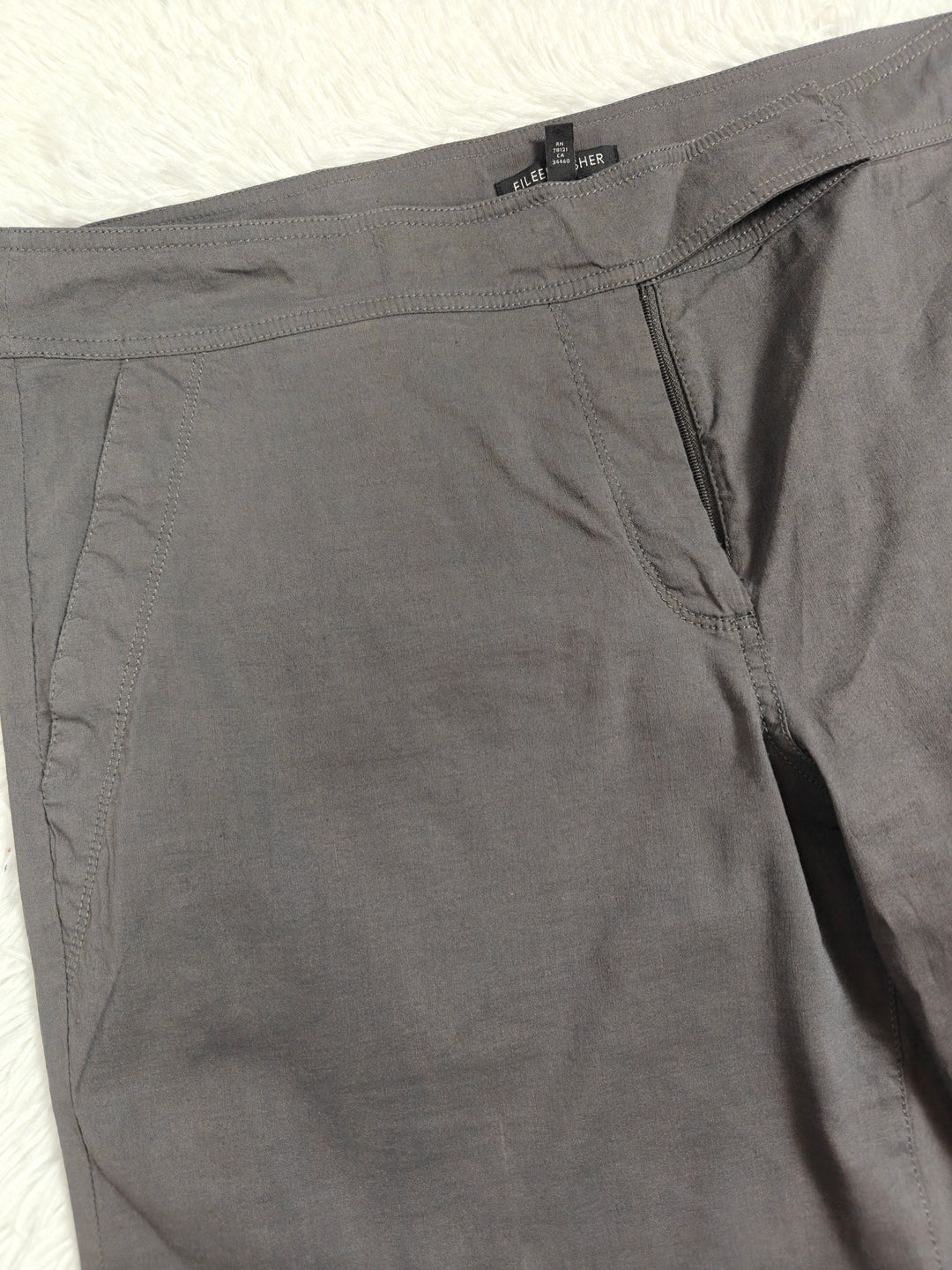 Eileen Fisher Womens Gray Linen Blend Straight Leg Pants Size 14
