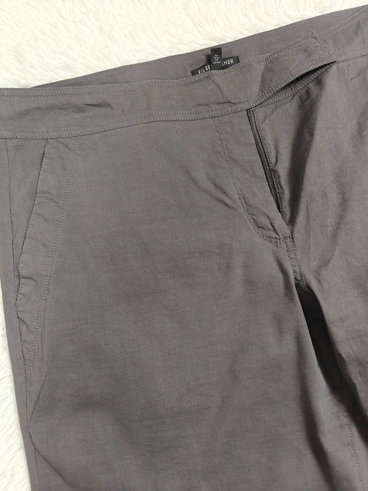 Eileen Fisher Womens Gray Linen Blend Straight Leg Pants Size 14