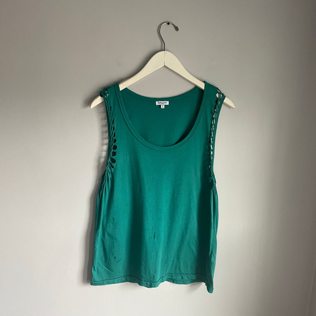 Splendid Teal Tank Top Cutout size Small Festival Basic Summer Rave Bright Comfy