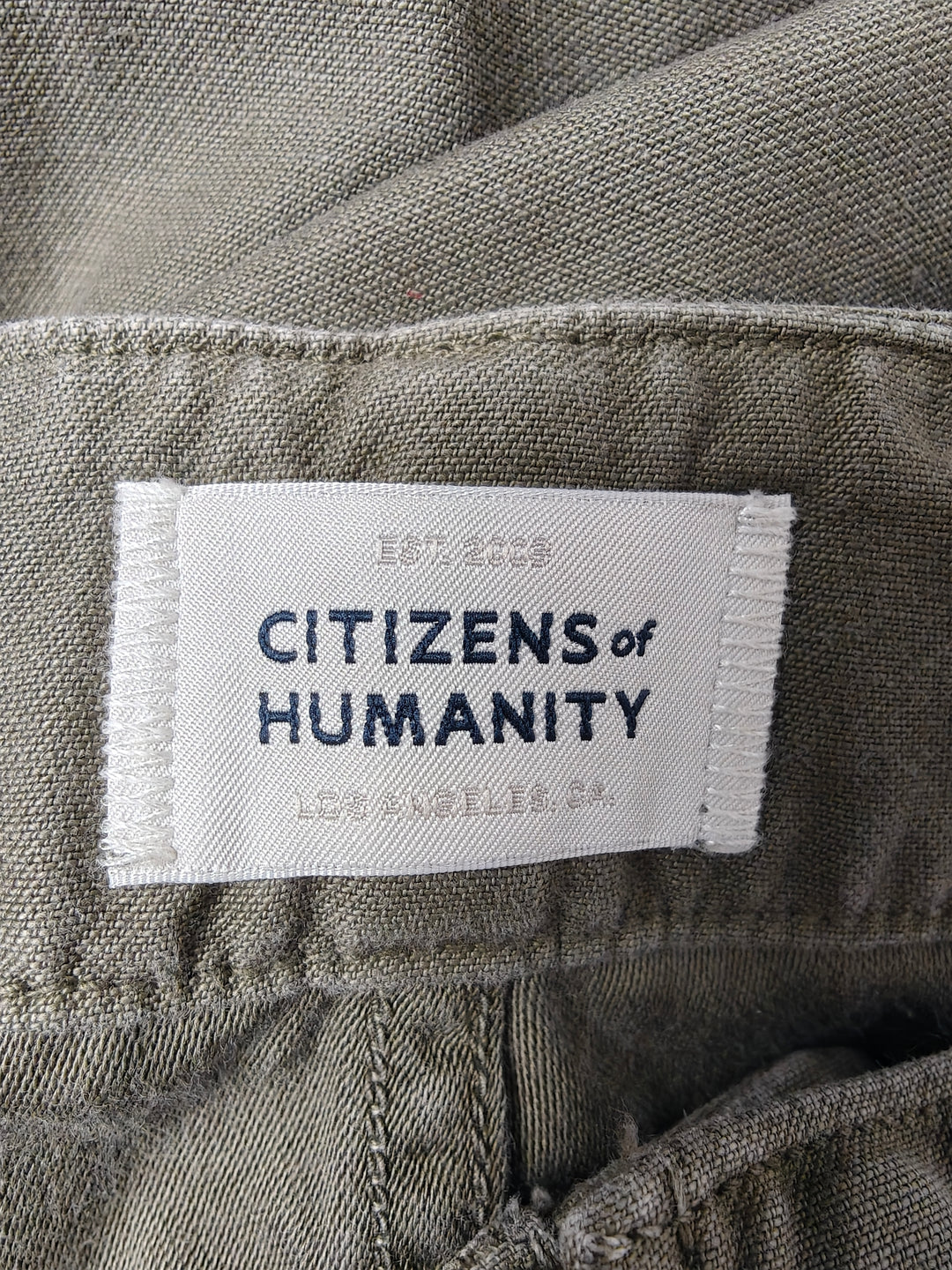 Citizens Of Humanity Womens Wide Leg Olive Green Cotton Pants Size 32