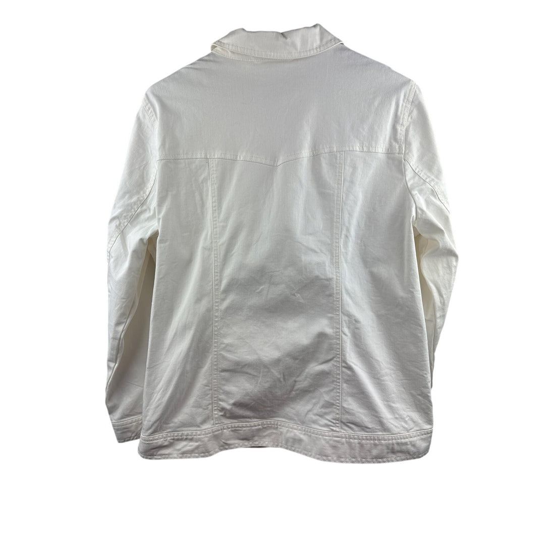 Women’s d&co. XL White Jean Jacket w/ Bejeweled Buttons