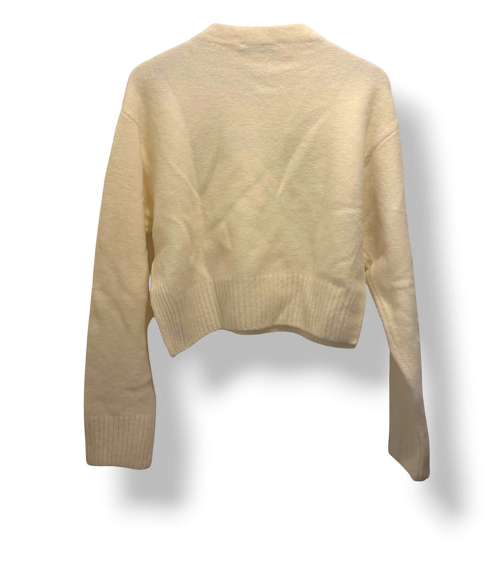Zara Cream Fuzzy Sweater Oversized Cropped Knit Size L Holiday Quiet Luxury