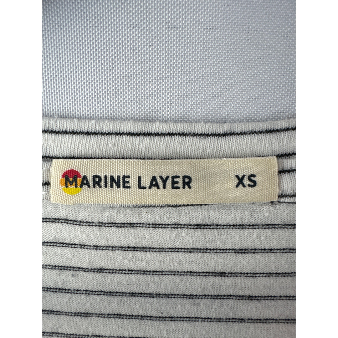 Women’s Marine Layer XS White w/ Black Striped V-Neck T-Shirt