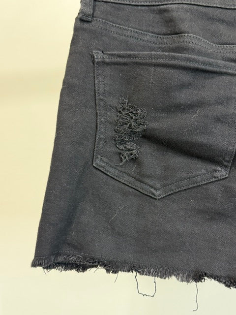 SO High Rise Shorty Distressed Black Denim Shorts Sz17/33W