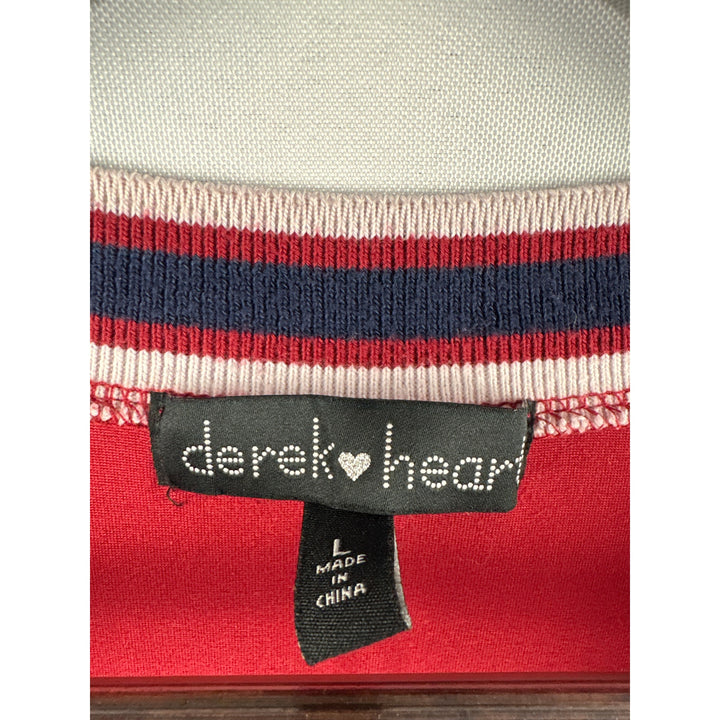 Women’s Derek Heart Large Burgundy Bodycon Dress w/ Navy & White Striped Detail
