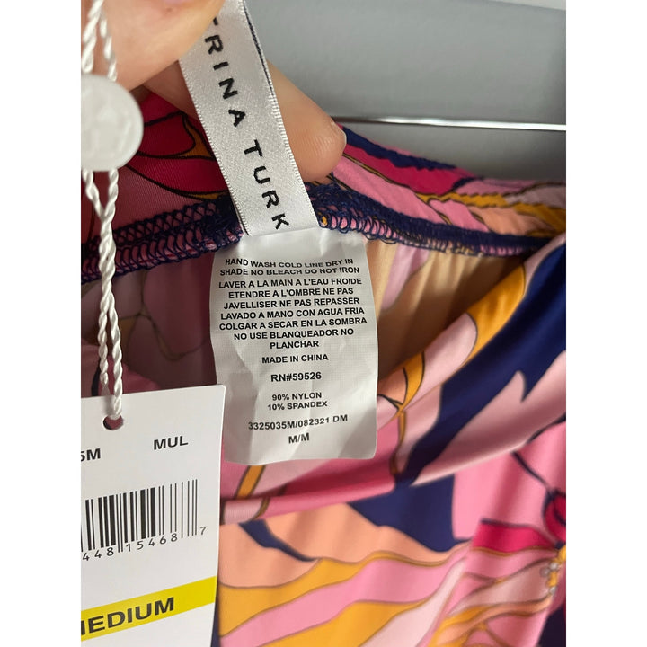 Trina Turk Pants Bright Floral 70s Hippie NWT Pull on Elastic Resort Beach M