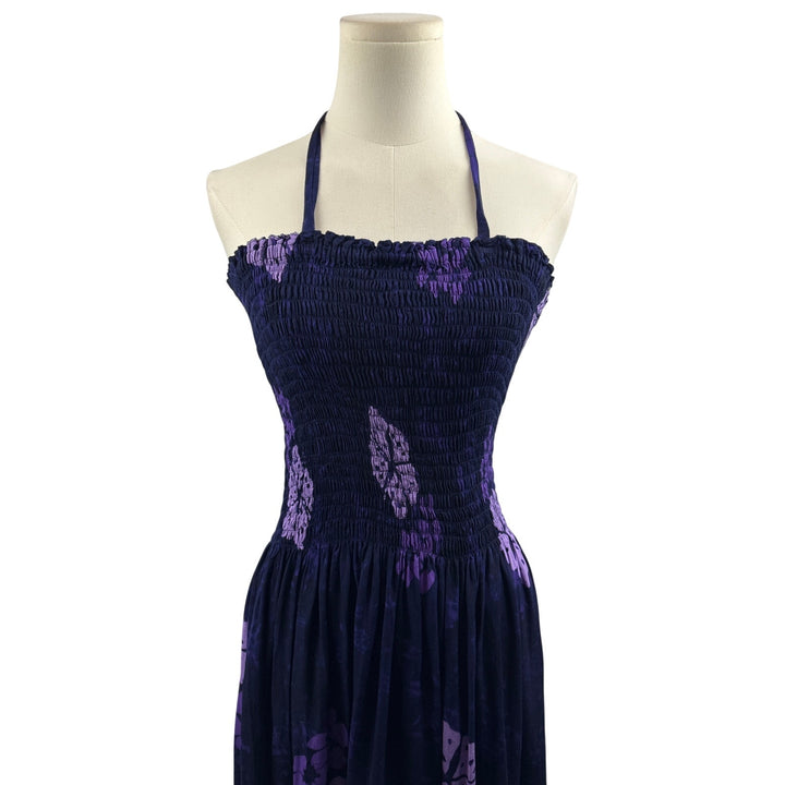 Women’s Young’s Fashion O/S Indigo & Purple Floral Halter Dress