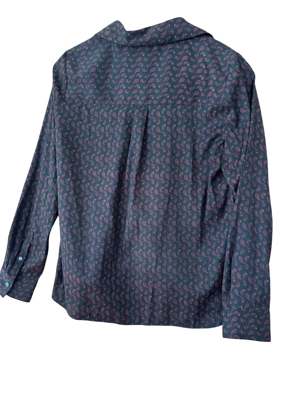 Banana Republic Burgundy Paisley Long Sleeve Draped Wrap Blouse M