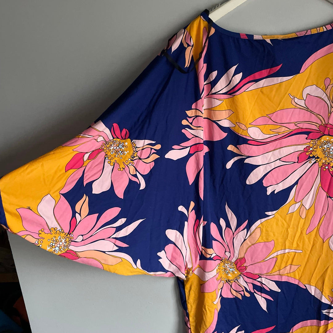 Trina Turk Resort Vacation Swim Coverup Beach Dress Bodycon Wide Sleeve Medium