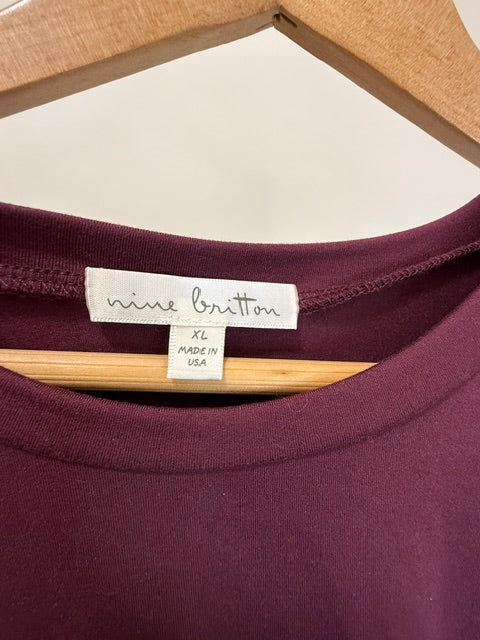 Nine Britton Burgundy Twist Waist Faux Wrap Tank Midi Dress SzXL