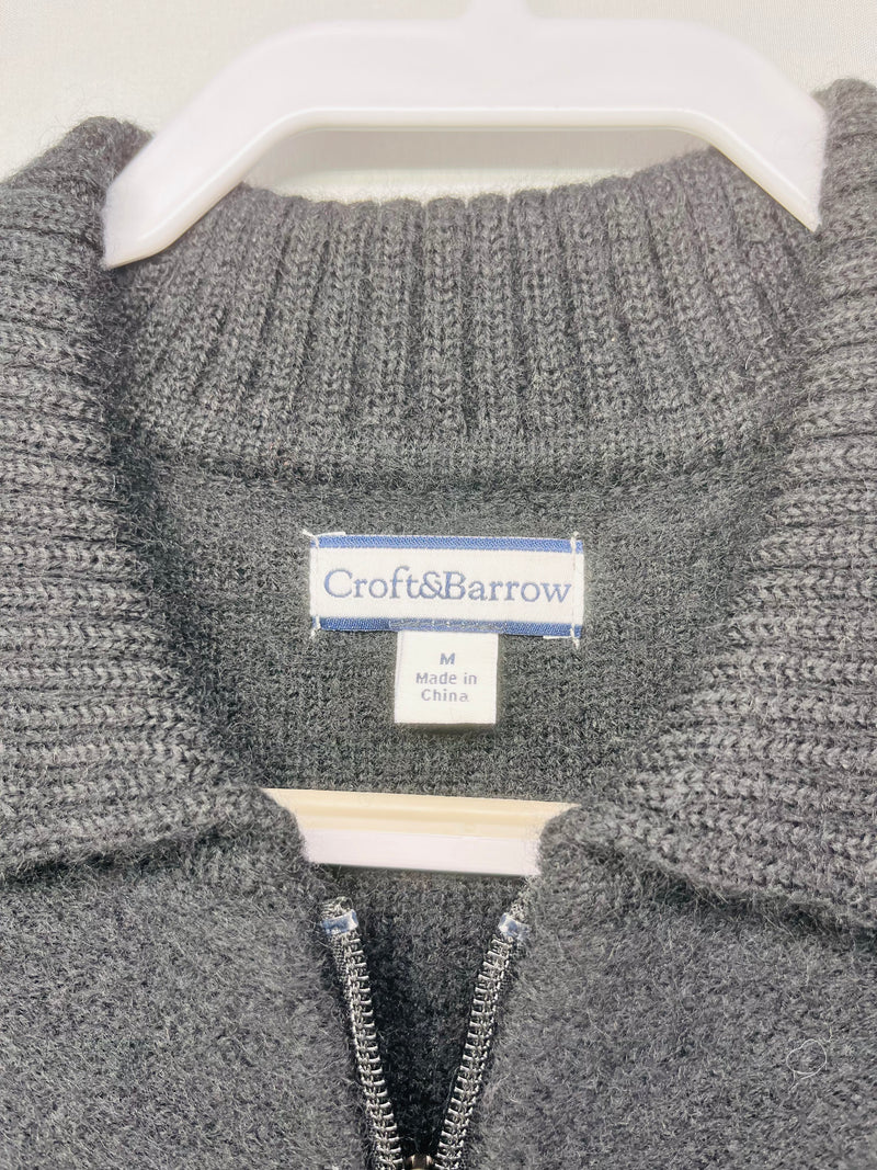 Croft & Barrow Black Wool Full Zip Sweater Cardigan Jacket 2 Pocket